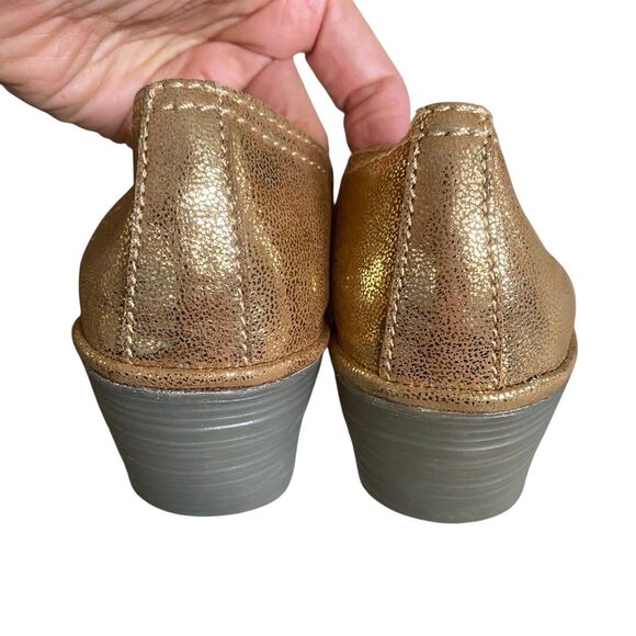 Fly London Yoza Wedge Shoes Women 8-8.5/39 Gold Metallic Fairy Party Comfort - Picture 5 of 13